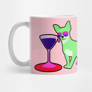 Green Chihuahuas and Champagne Mug